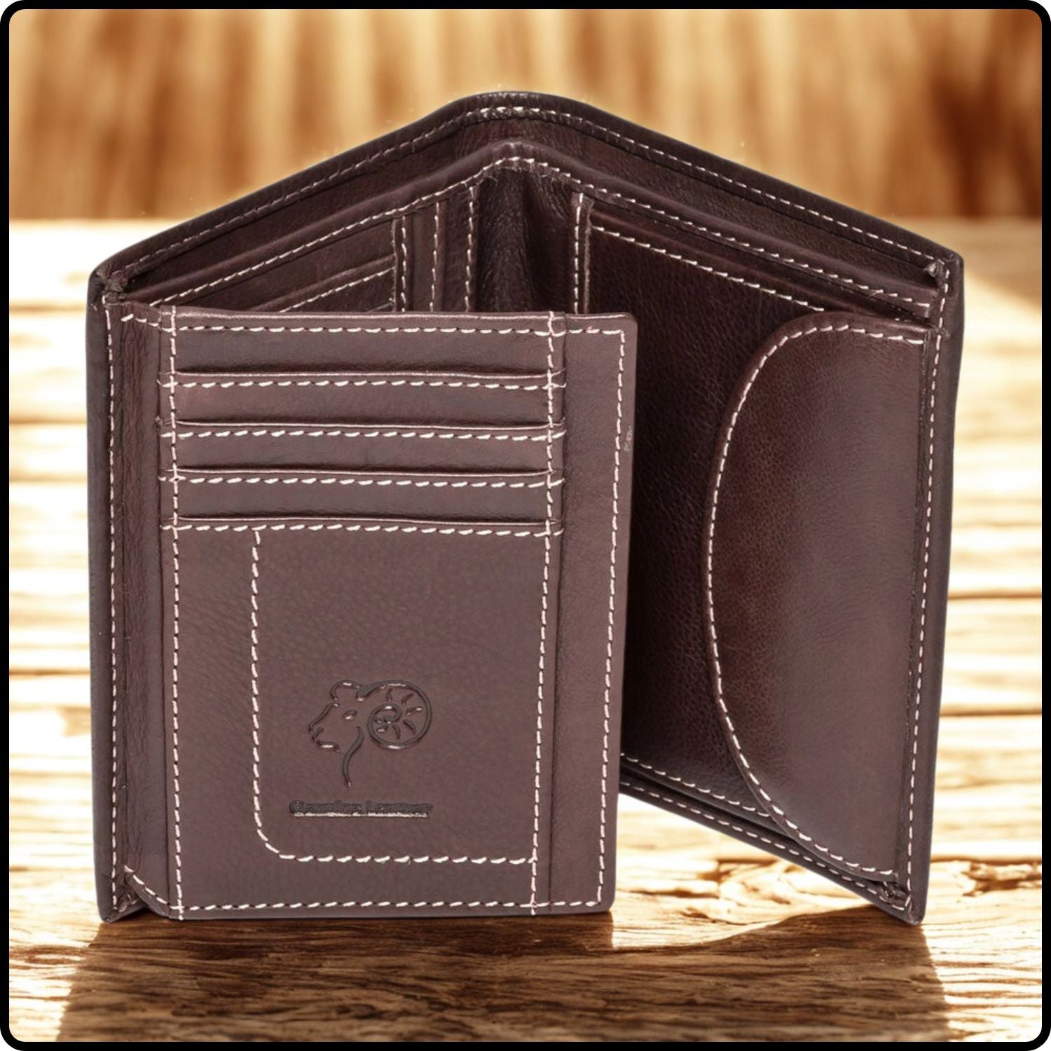 Isaac Leather Trifold Wallet-ISA-BROWN