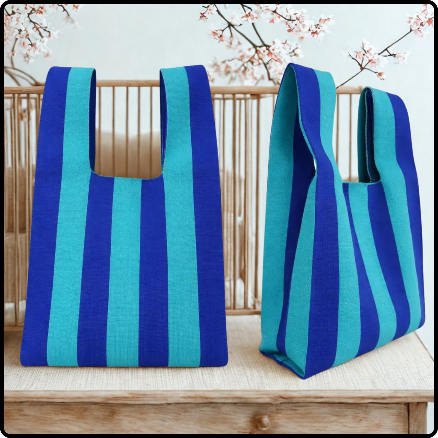 Knitted Bag-Classic Strip Blue-KSB