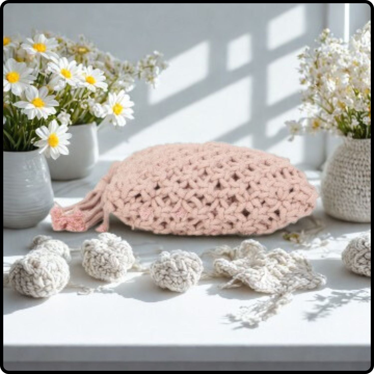 Macrame Cross Body Bag- 806-PINK