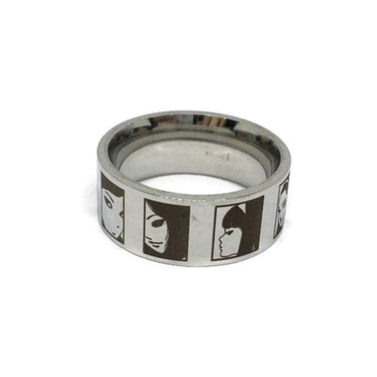 This unisex Anime Comic Strip Band Ring is the perfect combination of whimsical and chic. Crafted from stainless steel, it is a fashionable accessory that guarantees to remain non-tarnish and water-resistant. An elegant and stylish piece, it is the ideal choice for those looking to add a subtle and unique touch to their look.   W:1.8cm