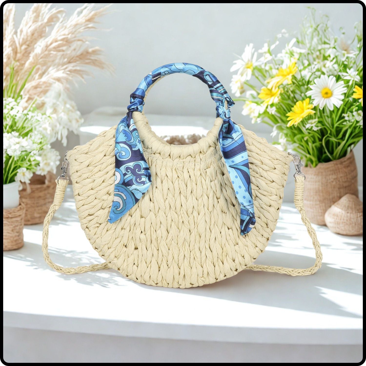 Straw Scarf Grab Bag -984-BEIGE