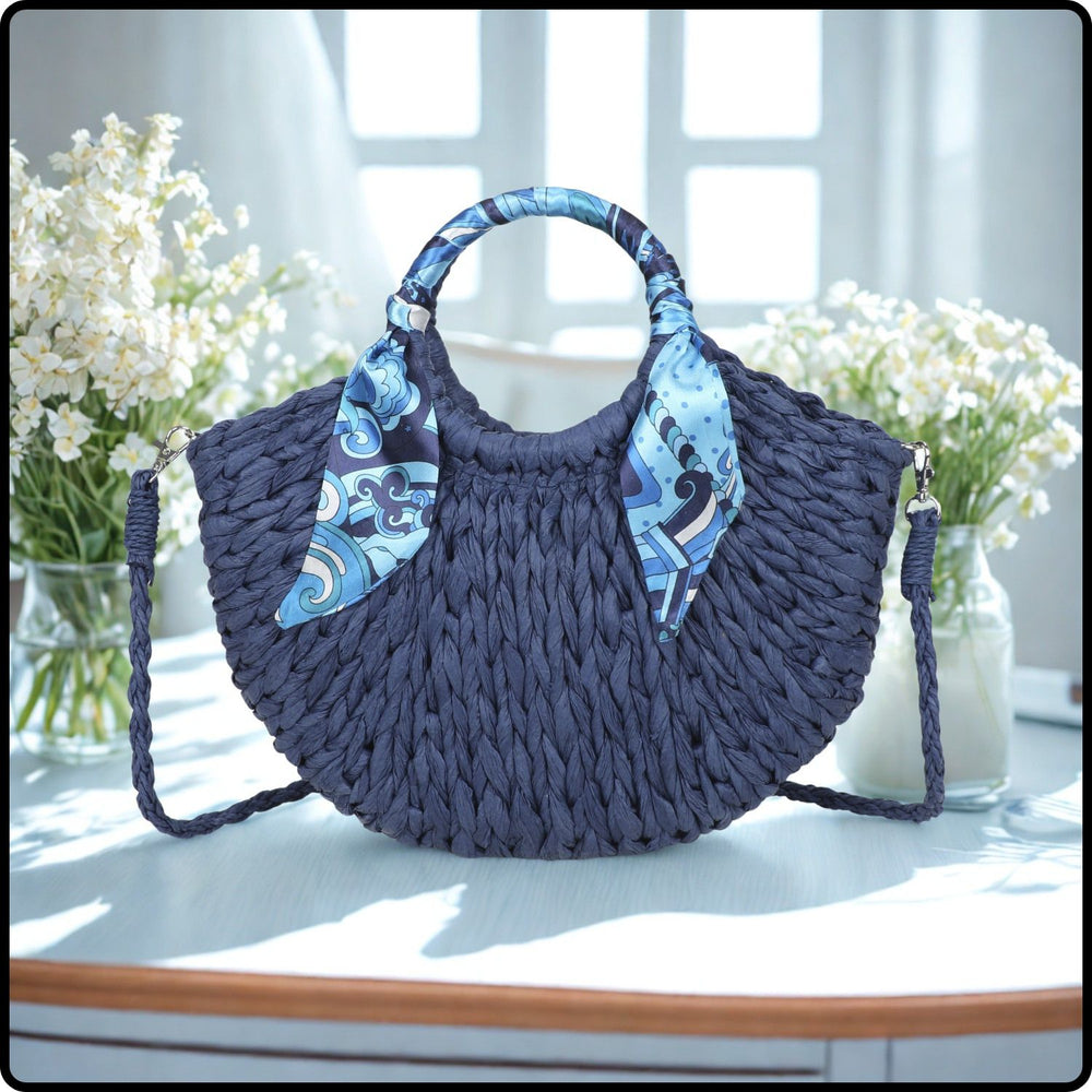 Straw Scarf Grab Bag -984-NAVY