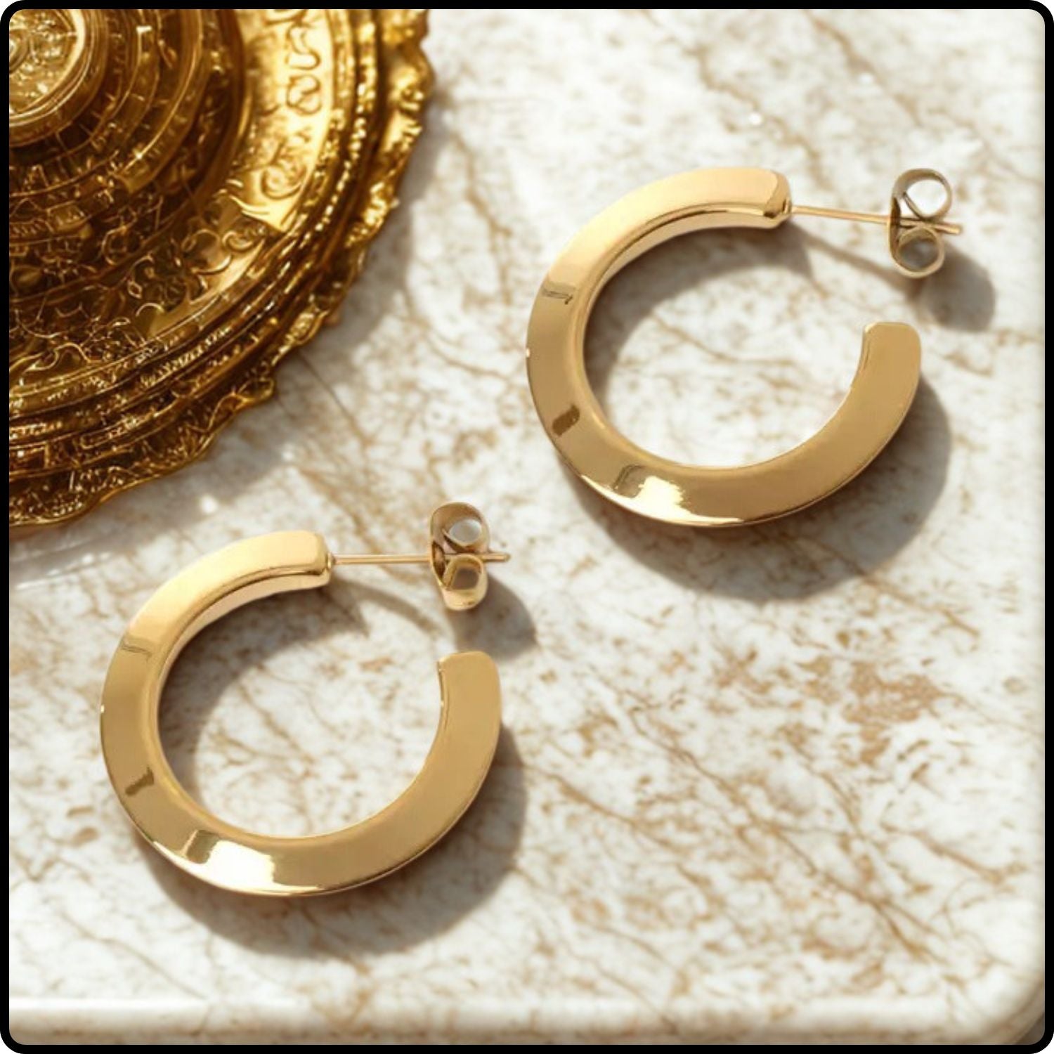 Pia Stainless Steel Gold Hoops-PIAG
