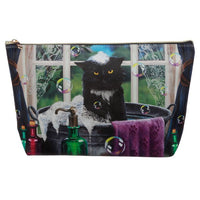 This Lisa Parker design makes the perfect cosmetics or toiletry bag, featuring a cute bath time cat. The large PVC bag is suitable for daily or travel use, and can be easily wiped clean. Keep your essentials safe and organized with this stylish bag.  H:18cm x W:32cm x D:7cm