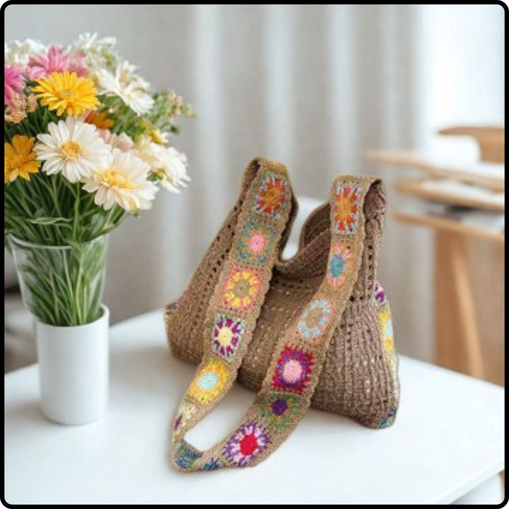 Crochet Shoulder Bag-CFS-Brown