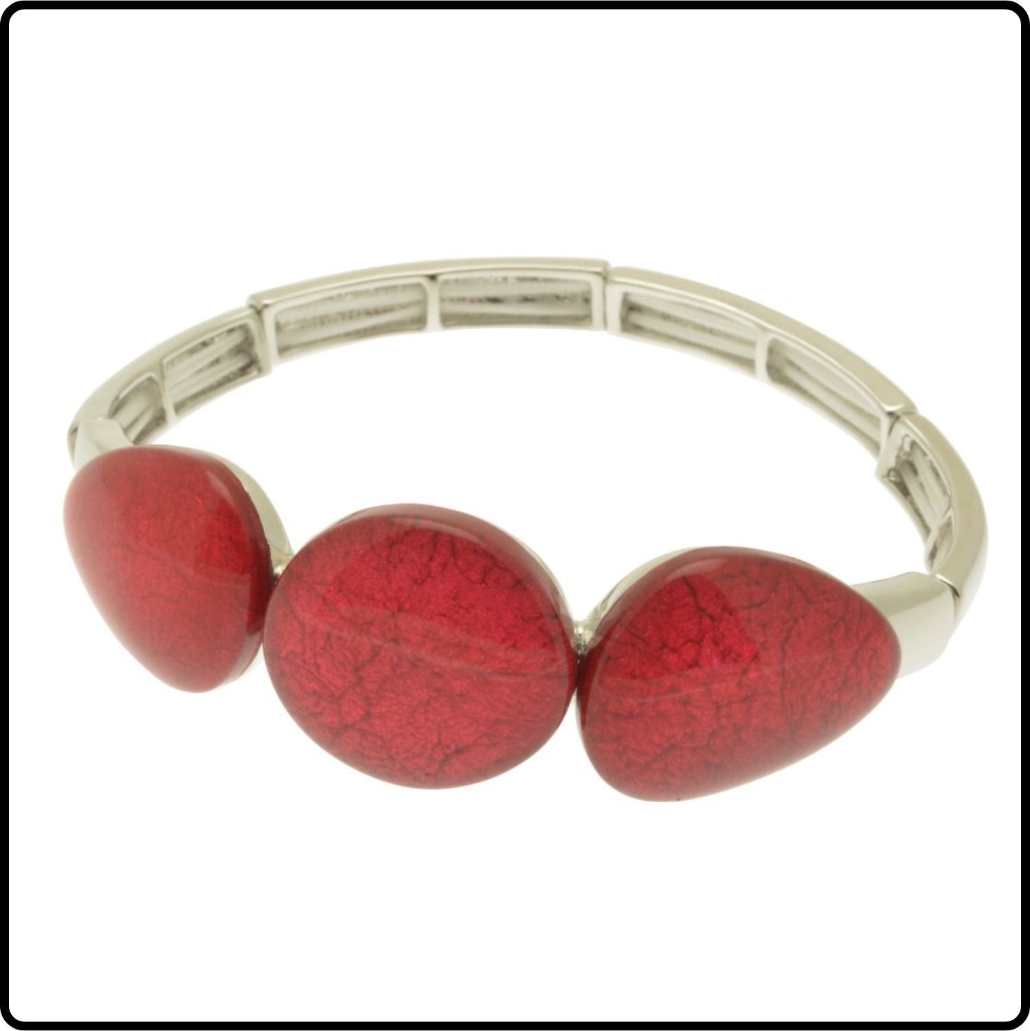 Raspberry Pink Marble Resin Elasticated Bracelet - FB602PP