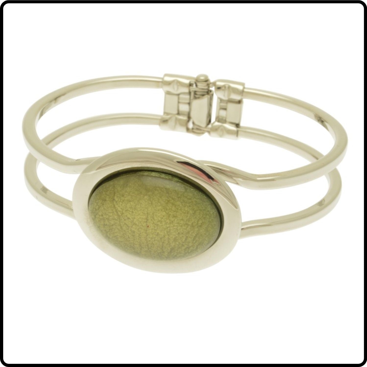 Green Marble Resin Hinged Bangle - FB66LB