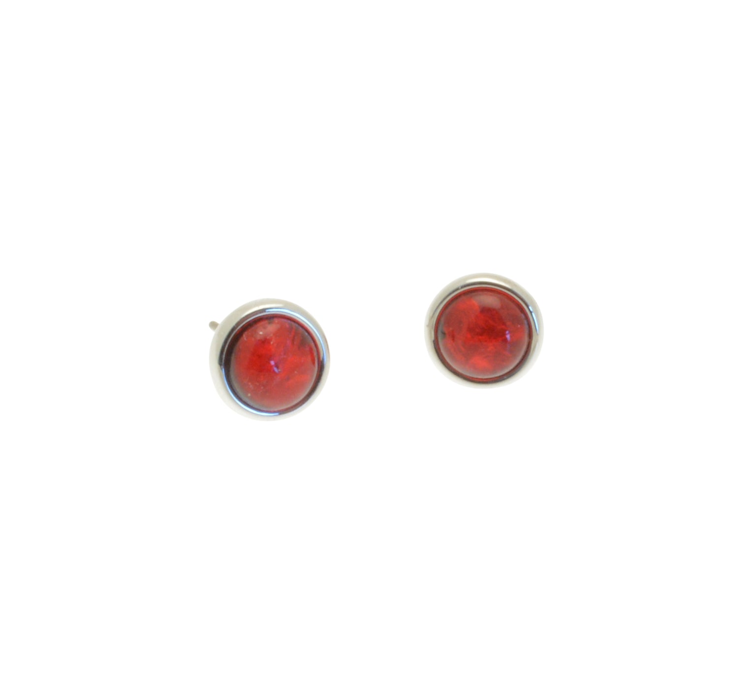 Love the classic look? Get timeless style with a modern twist with our Red Foil Resin Stud Earrings! Made with eye-catching red resin and a textured aluminum foil backing, these statement studs feature a gleaming silver surround. Elevate your look with this must-have accessory!  Approx 0.9cm in diameter, attached to posts and butterflies.