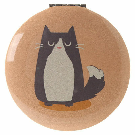 'Paws Off'  Always make sure you are looking Pawsitively gorgeous with our Feline Fine Compact Mirror range!  Each compact has two mirrors including a magnifier.  H: 6.5cm x W: 6.5cmx D:1cm  Metal and Glass