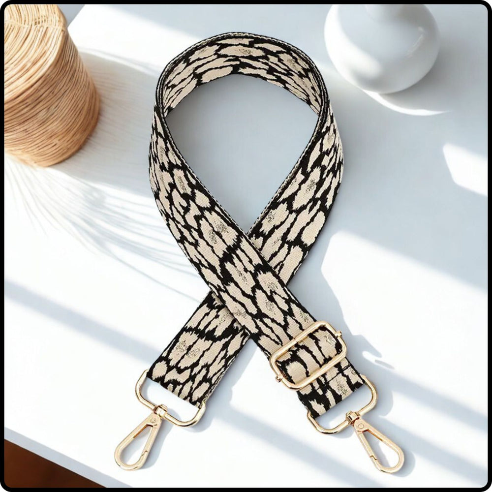 Canvas Bag Strap Glitter Leopard Beige 3.8cm-GBS-BEIGE