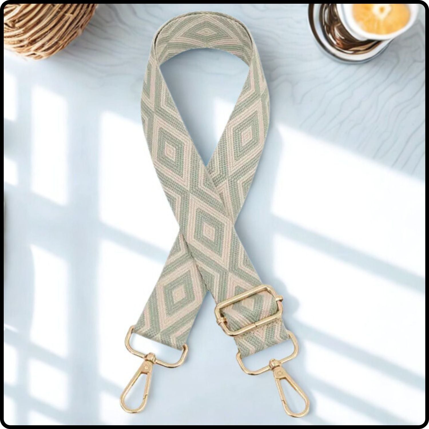 Canvas Bag Strap Diamond Green 3.8cm-GBS-DGREEN