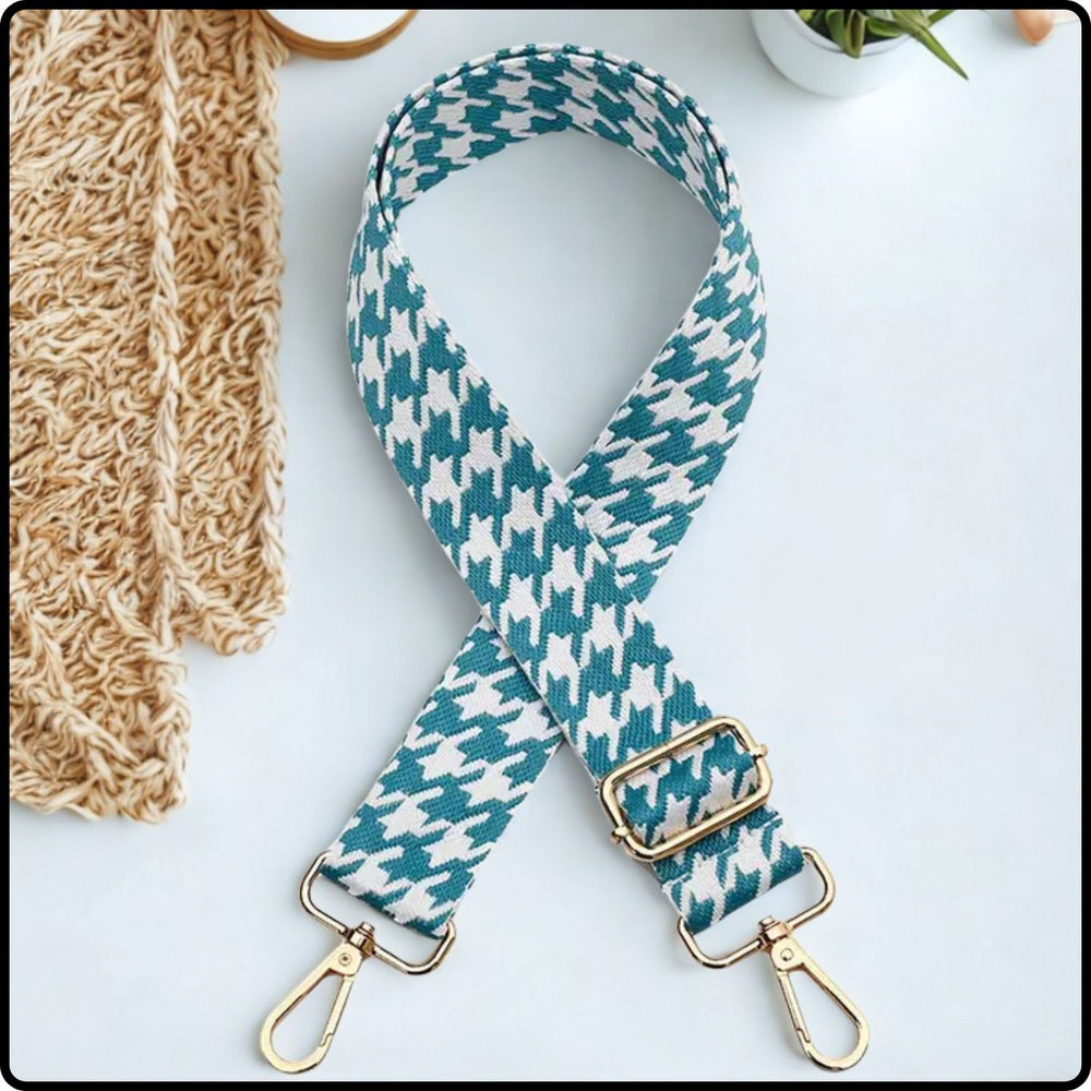Canvas Bag Strap Dogtooth Blue 3.7cm-GBS-DTBLUE