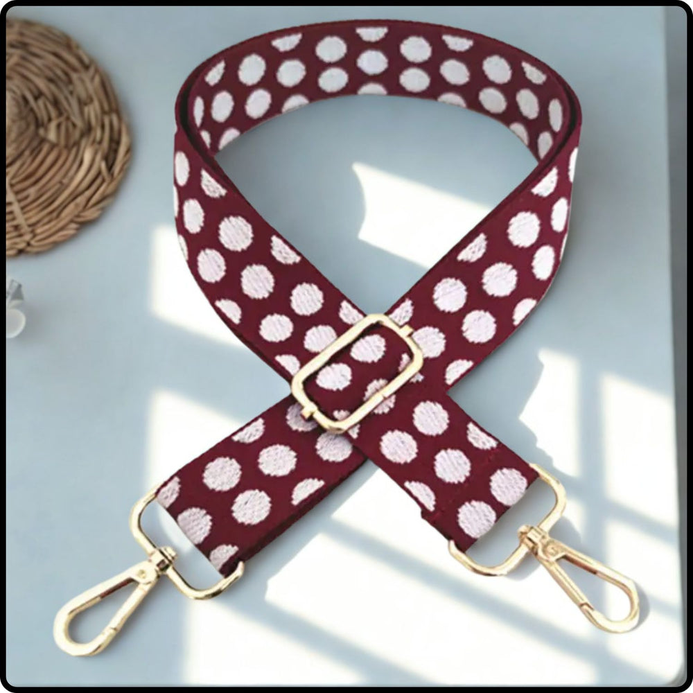 Canvas Bag Strap Vintage Dots Wine 3.8cm-GBS-DWINE