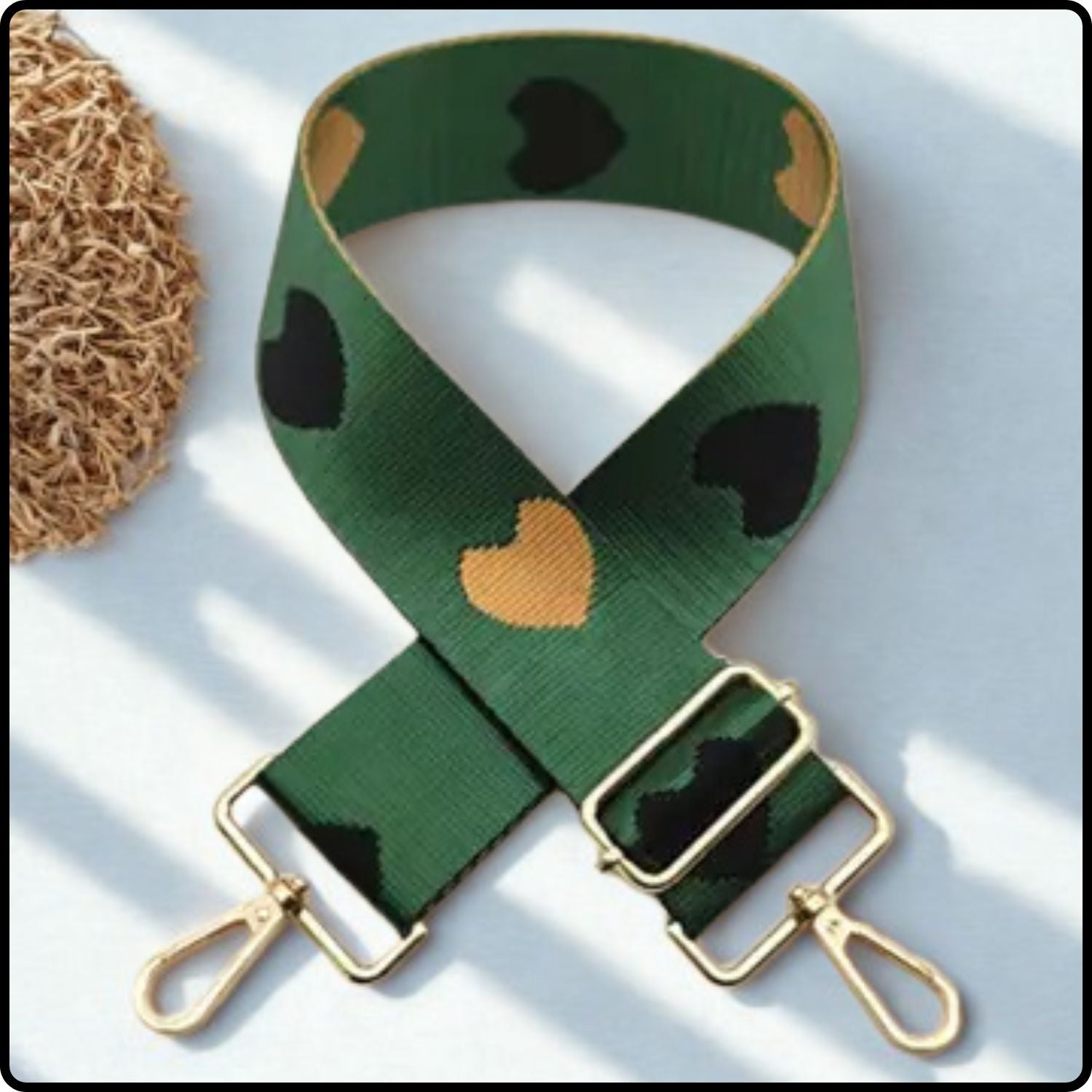 Canvas Bag Strap Heart 5CM - GBS-GREEN