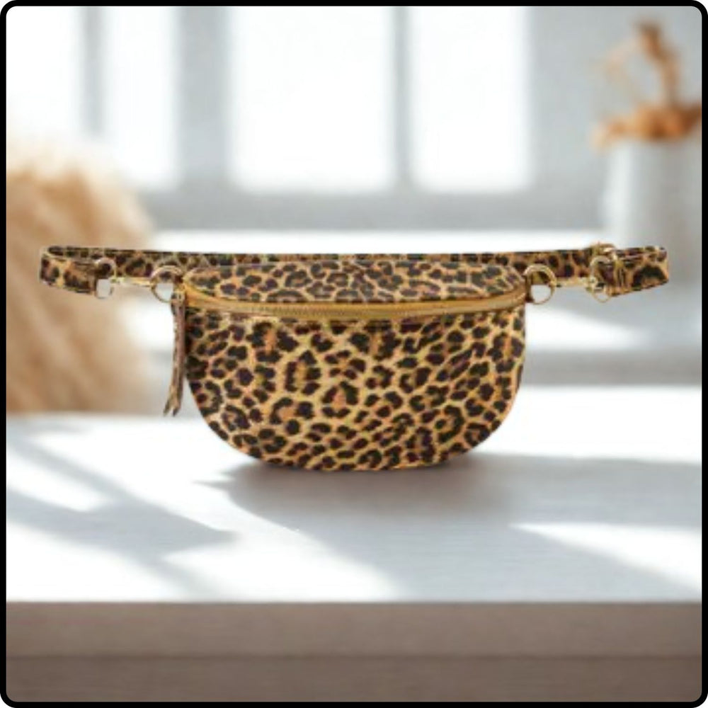 Leather Sling Bag/Bum Bag - PS613-GOLDEN LEOPARD