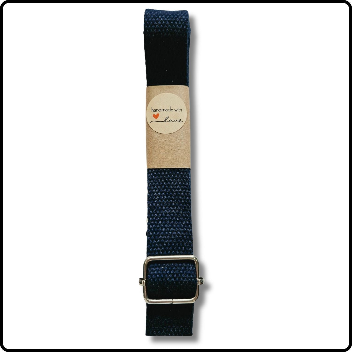 Handmade in Yorkshire Standard Length Slim Bag Strap Plain Navy Silver Hardware-HM101
