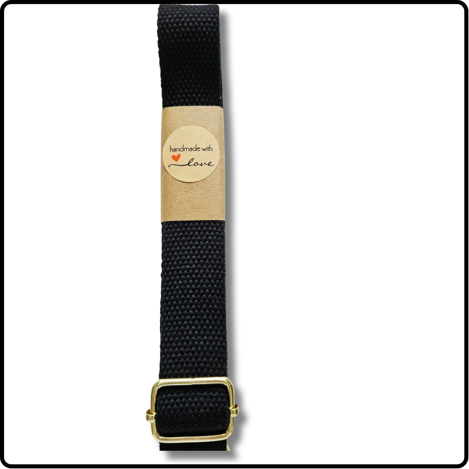 Handmade in Yorkshire Standard Length Slim Bag Strap Plain Black Silver Hardware-HM102