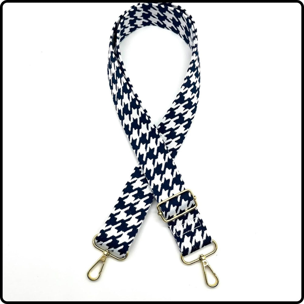 Handmade in Yorkshire Standard Length Gold Hardware Dogtooth White and Navy-HM104