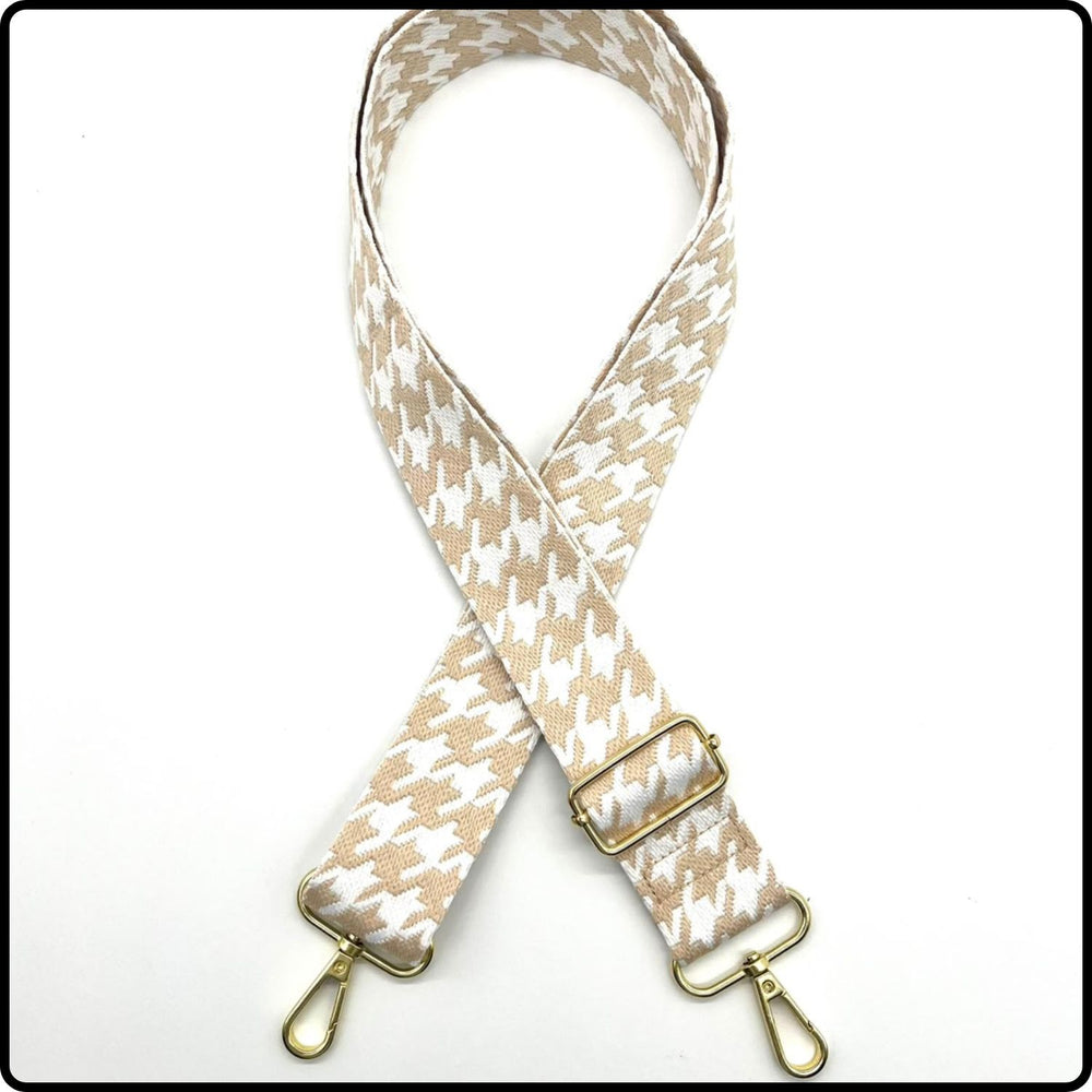 Handmade in Yorkshire Standard Length Gold Hardware Dogtooth White and Taupe-HM105