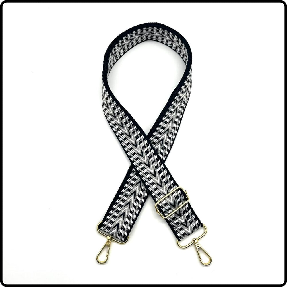 Handmade in Yorkshire Standard Length Gold Hardware Chevron Black and White-HM109