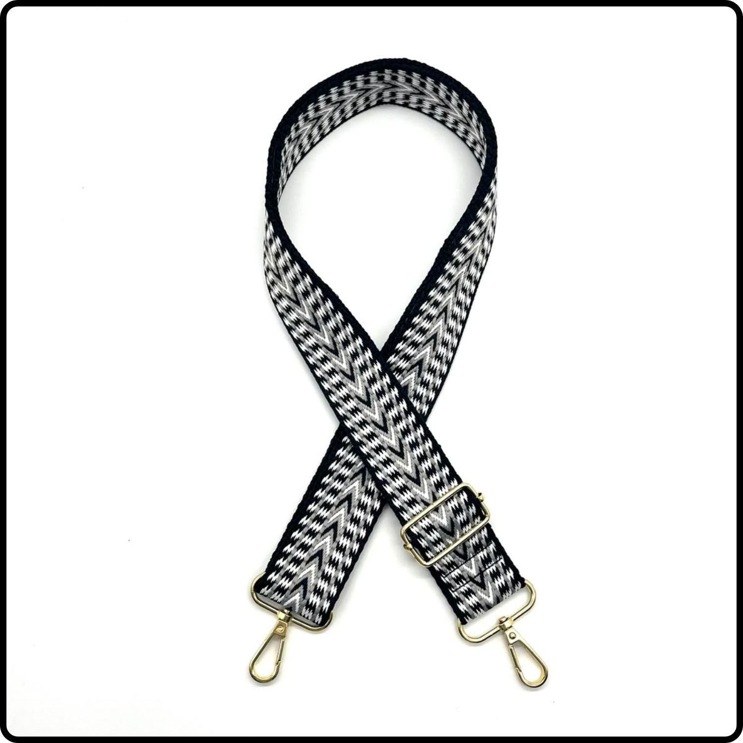 Handmade in Yorkshire Standard Length Gold Hardware Chevron Black and White-HM109