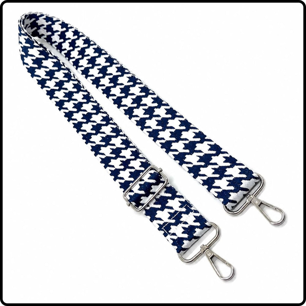 Handmade in Yorkshire Standard Length Silver Hardware Dogtooth White and Navy-HM112