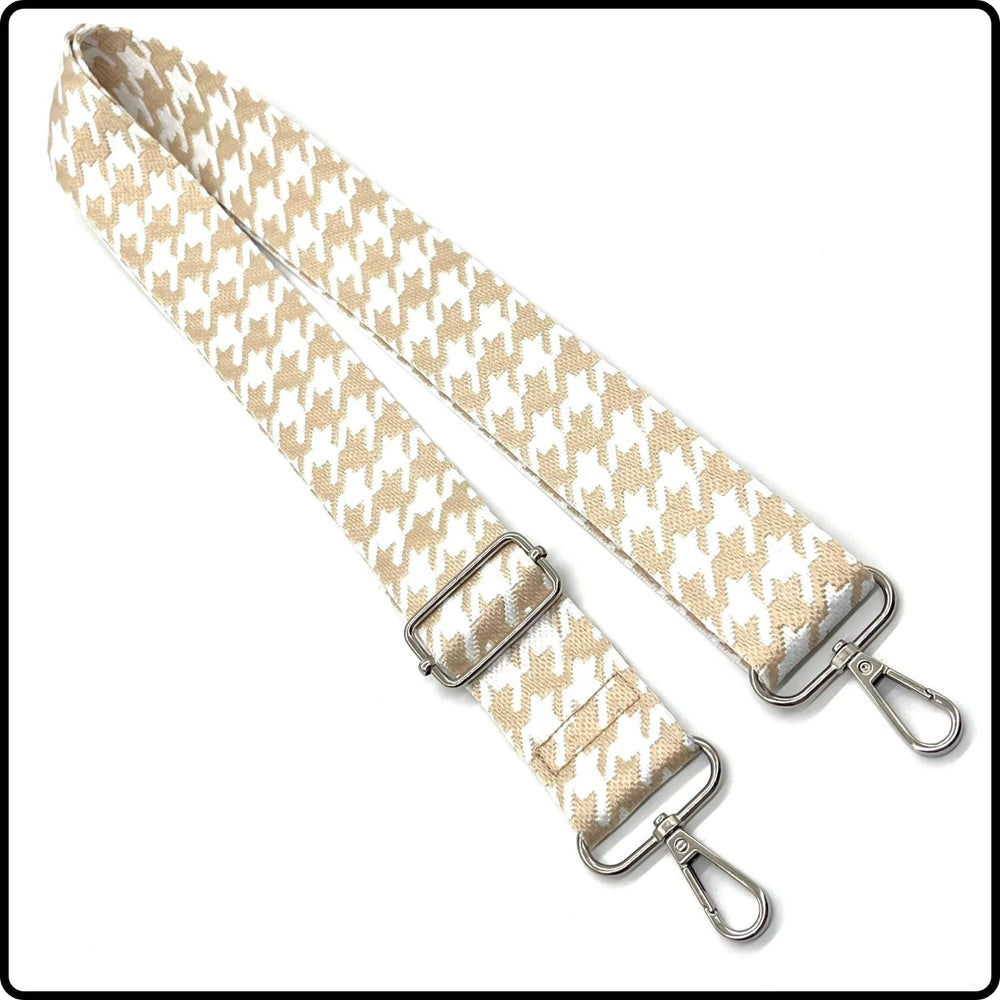 Handmade in Yorkshire Standard Length Silver Hardware Dogtooth White and Taupe-HM113