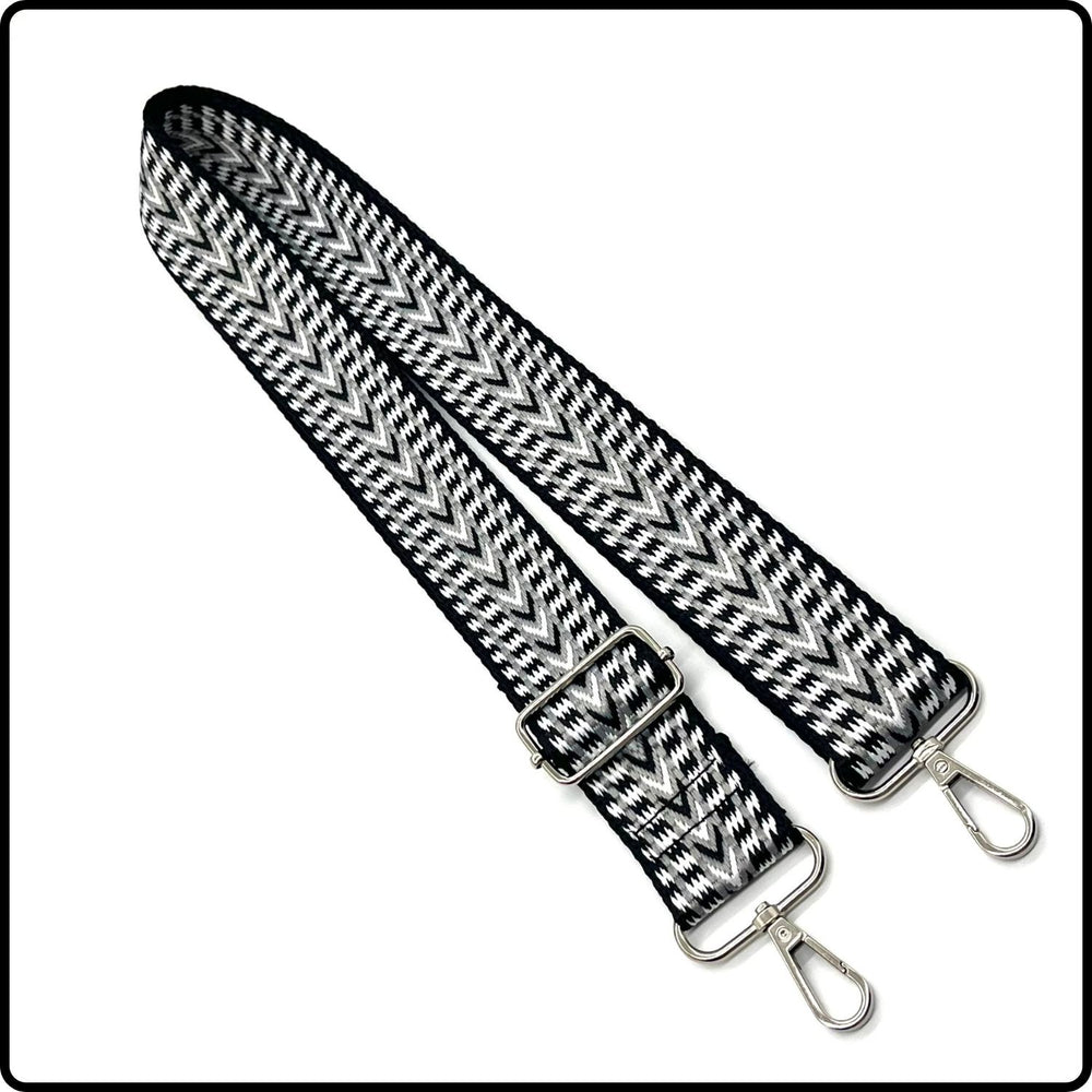 Handmade in Yorkshire Standard Length Silver Hardware Chevron Black and White-HM117