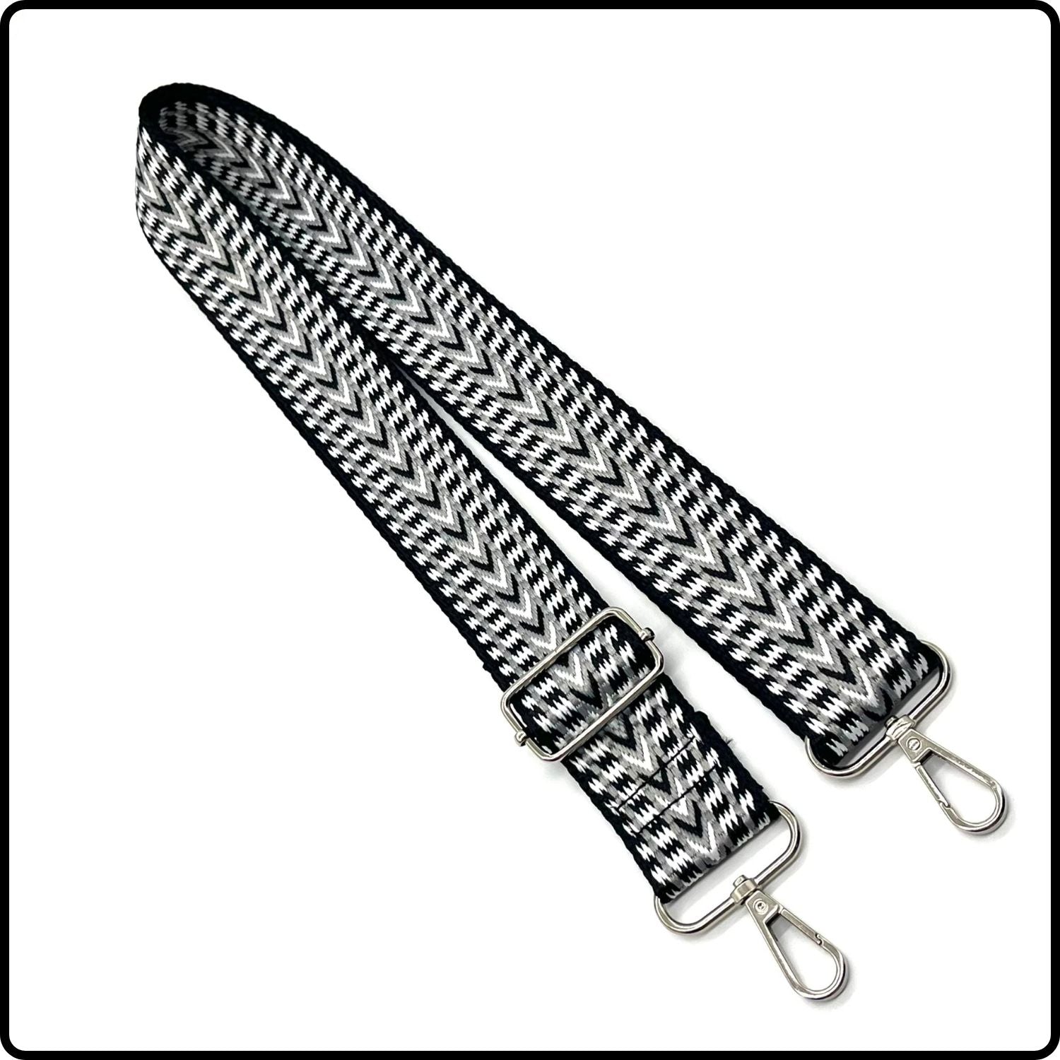 Handmade in Yorkshire Standard Length Silver Hardware Chevron Black and White-HM117