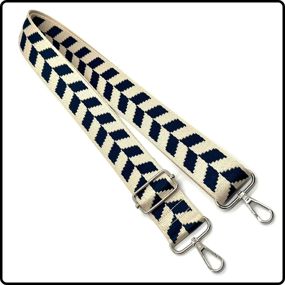 Handmade in Yorkshire Standard Length Silver Hardware Chevron Blue and Cream-HM118