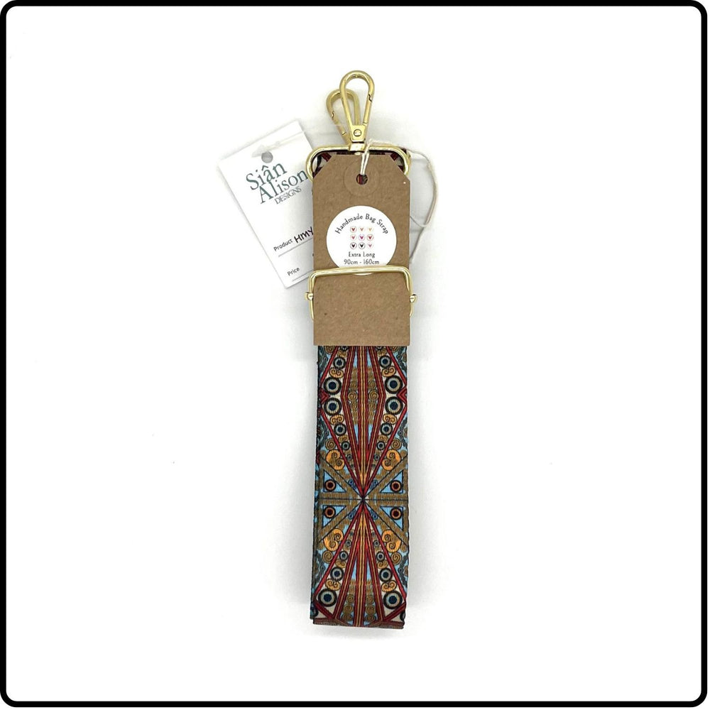 Handmade in Yorkshire Extra Long Bag Straps Gold Hardware Peacock - HM56
