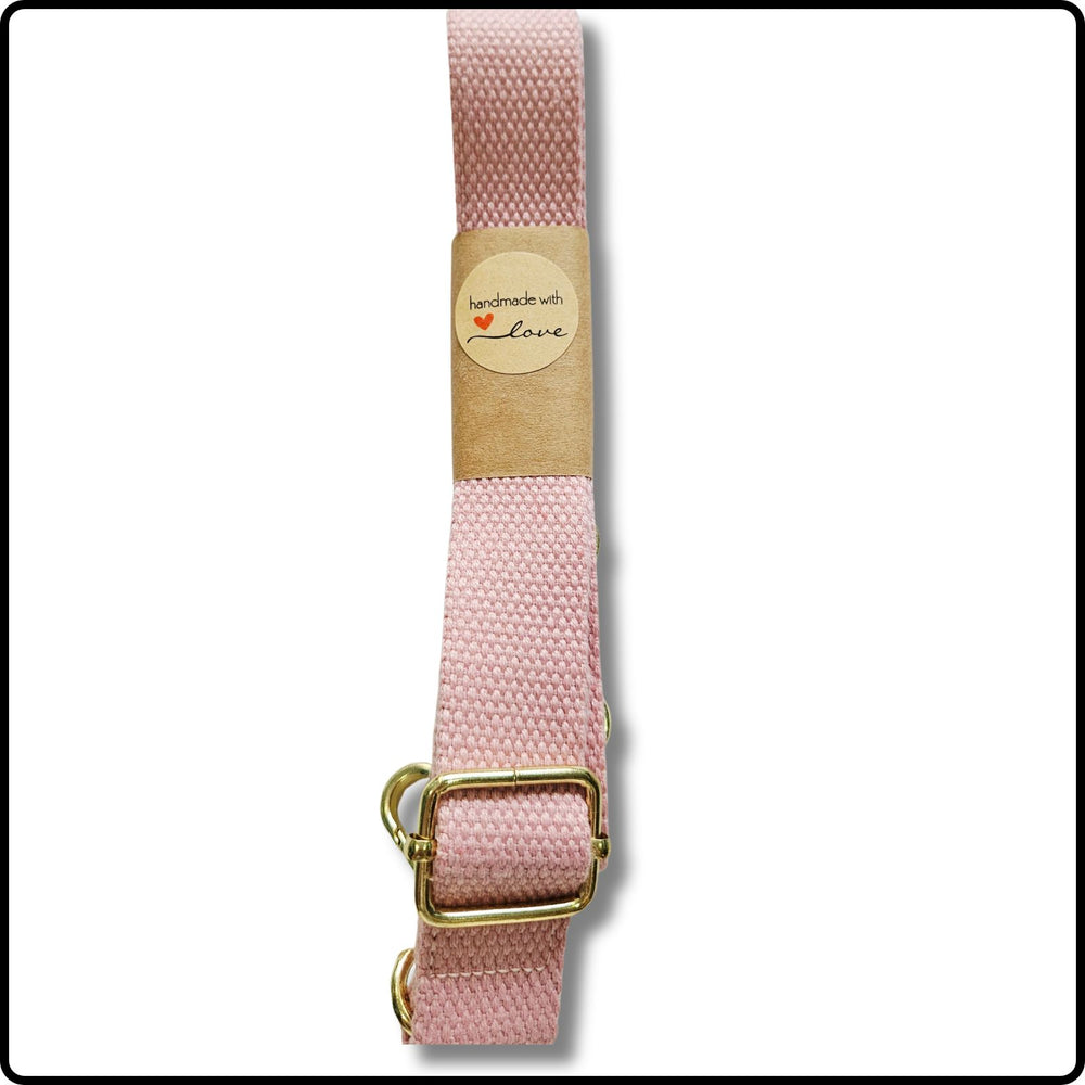 Handmade in Yorkshire Standard Length Slim Bag Strap Plain Pink-Gold Hardware-HM81