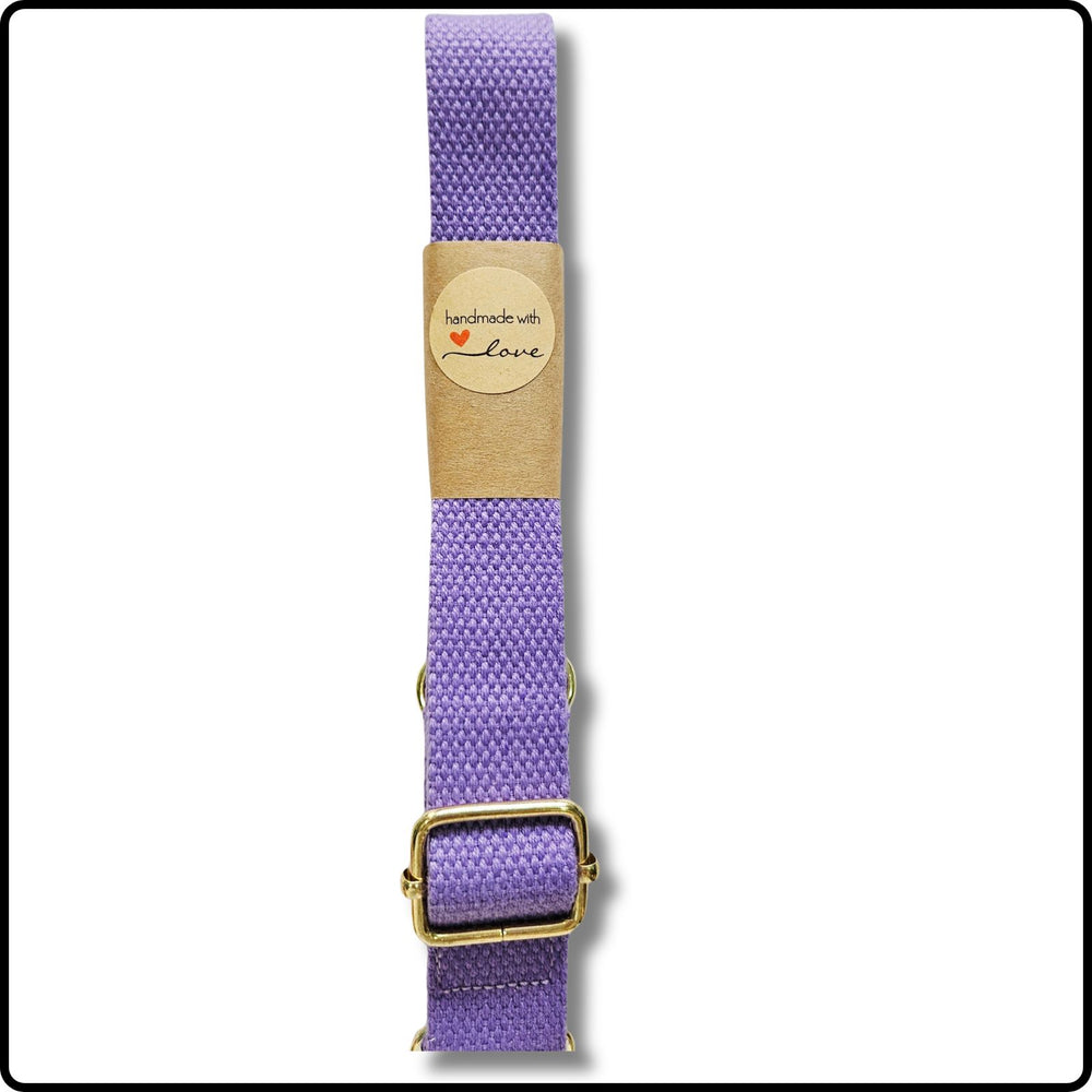 Handmade in Yorkshire Standard Length Slim Bag Strap Plain Lilac-Gold Hardware-HM82