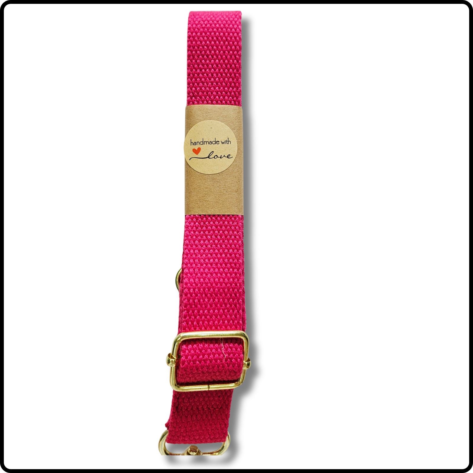 Handmade in Yorkshire Standard Length Slim Bag Strap Plain Fuchsia-Gold Hardware-HM83