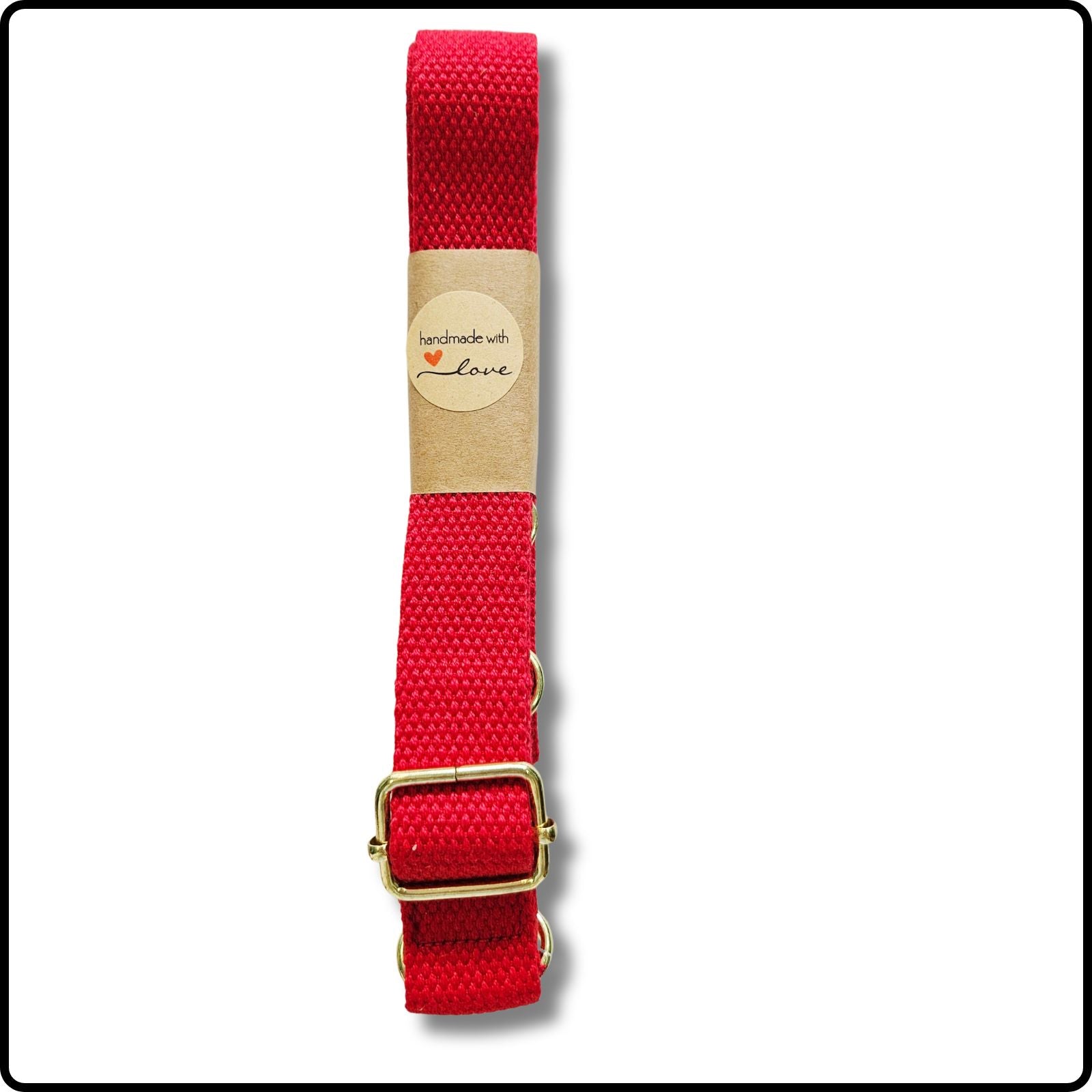 Handmade in Yorkshire Standard Length Slim Bag Strap Plain Red-Gold Hardware-HM84