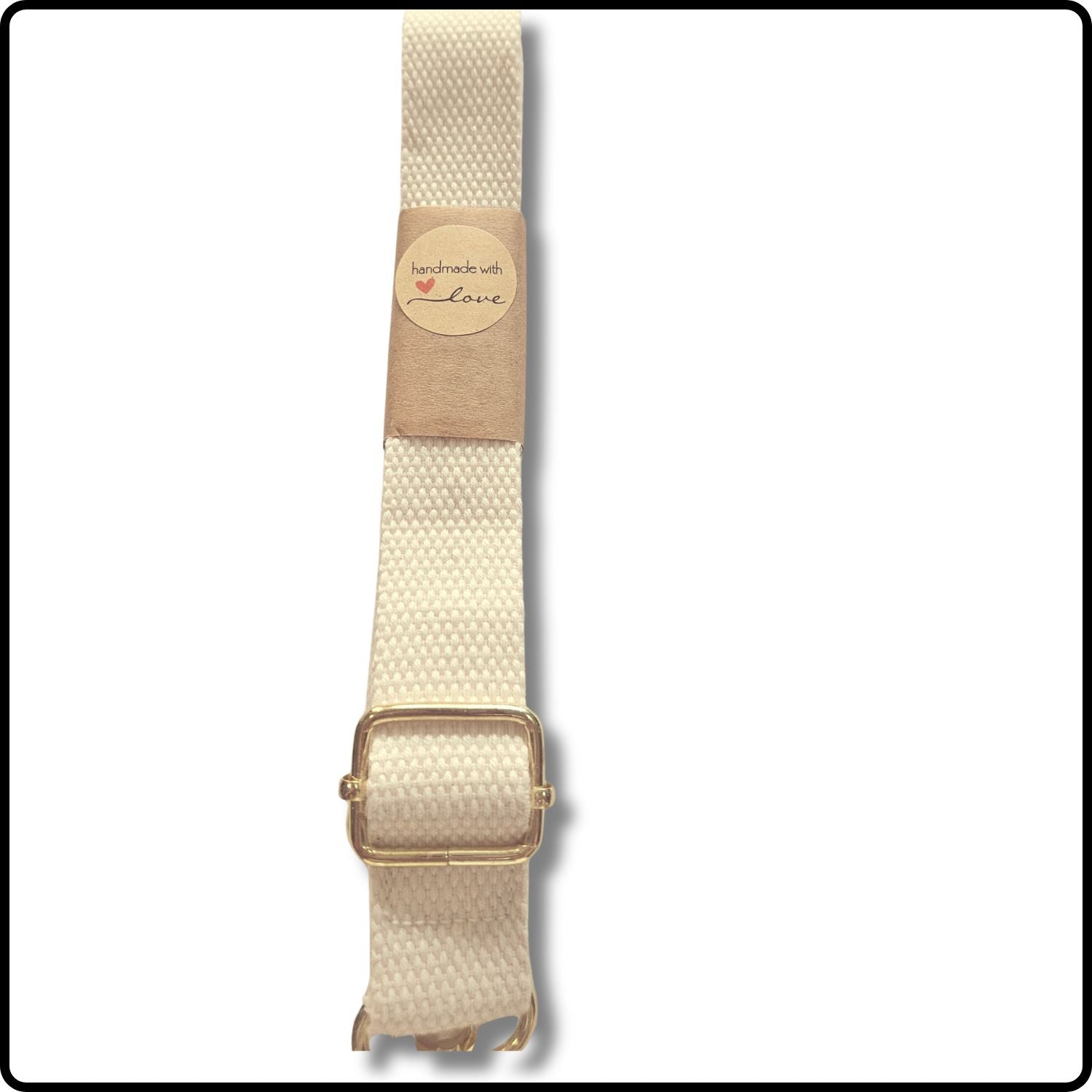 Handmade in Yorkshire Standard Length Slim Bag Strap Plain Cream-Silver Hardware-HM90