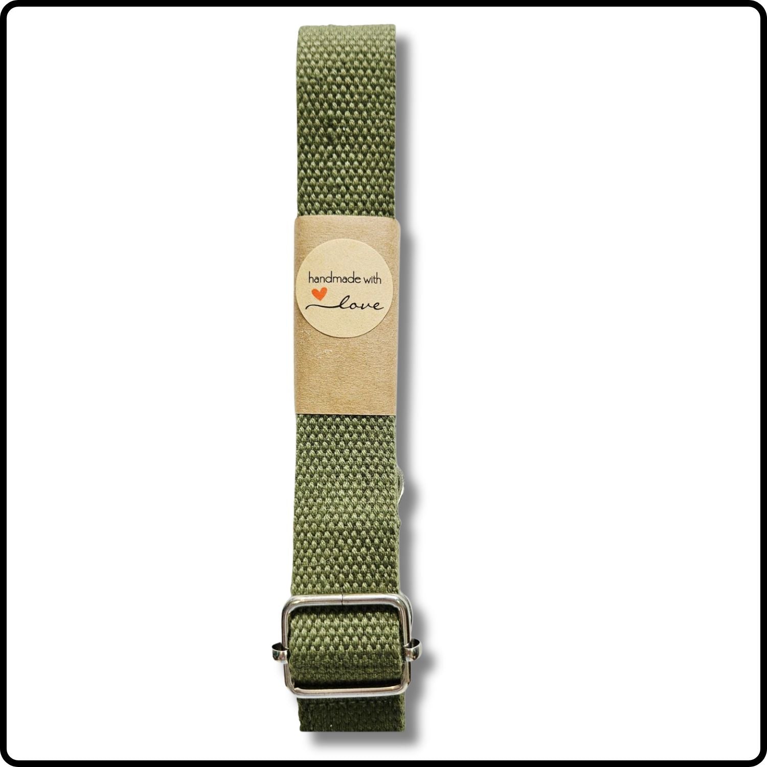 Handmade in Yorkshire Standard Length Slim Bag Strap Plain Olive-Silver Hardware-HM92