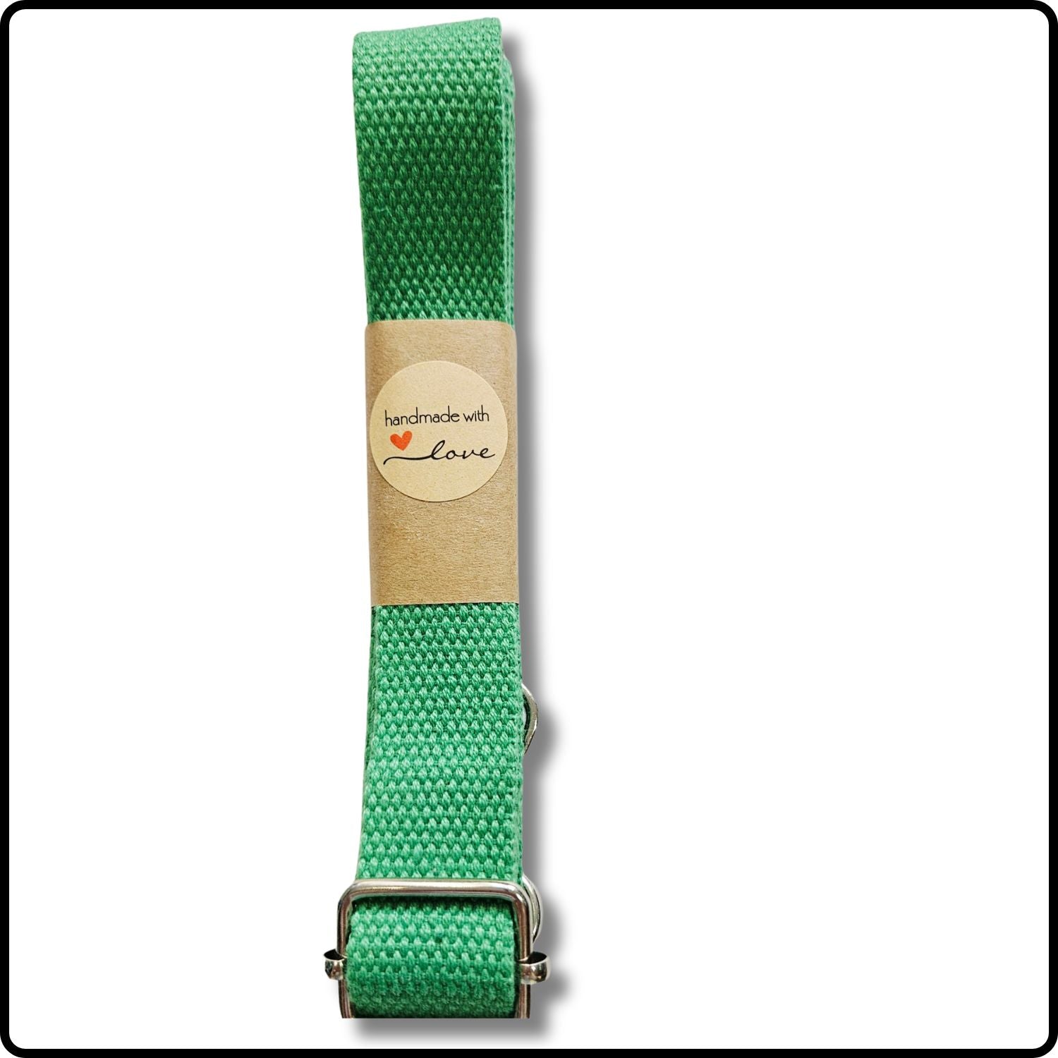 Handmade in Yorkshire Standard Length Slim Bag Strap Plain Green Silver Hardware-HM93