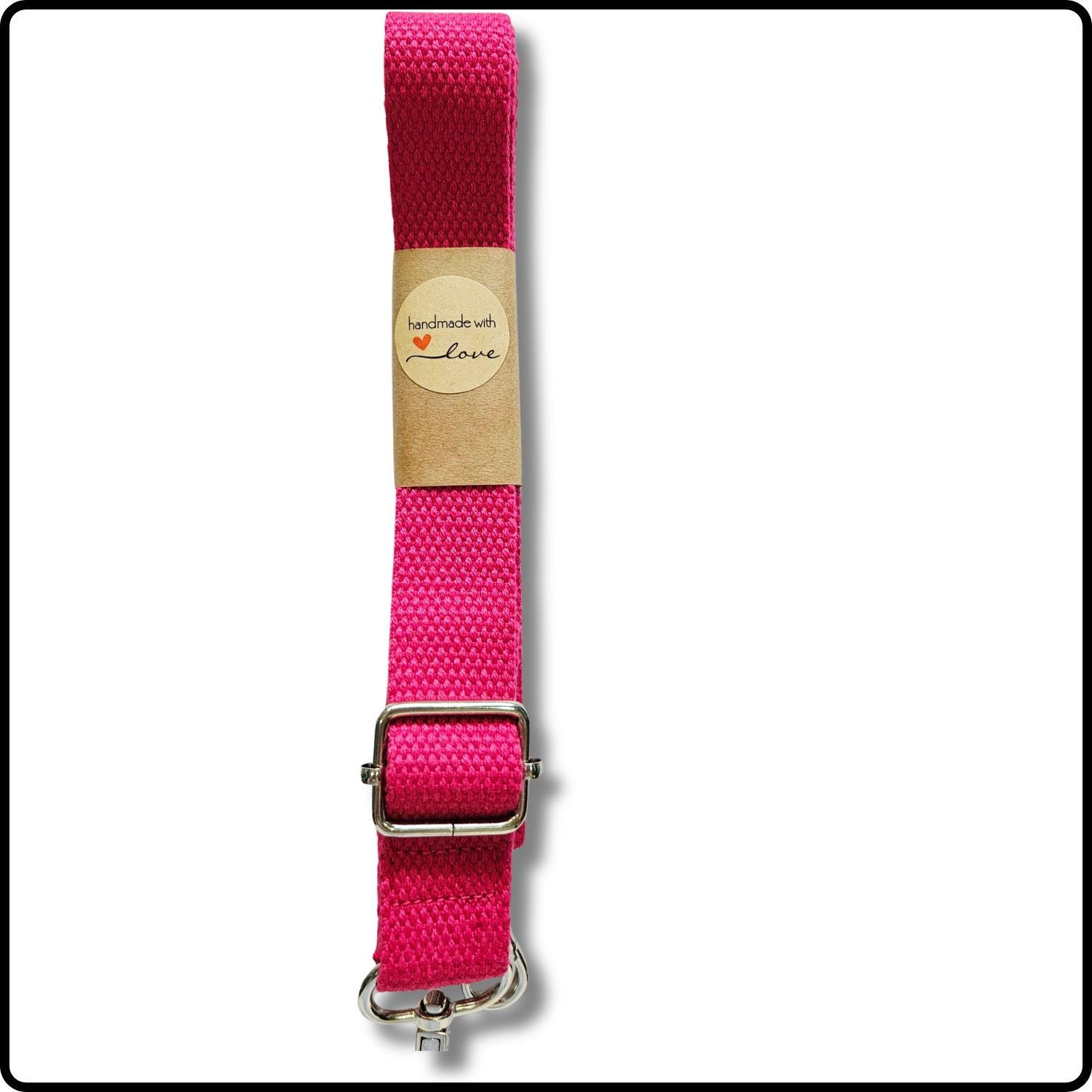 Handmade in Yorkshire Standard Length Slim Bag Strap Plain Fuchsia Silver Hardware-HM96