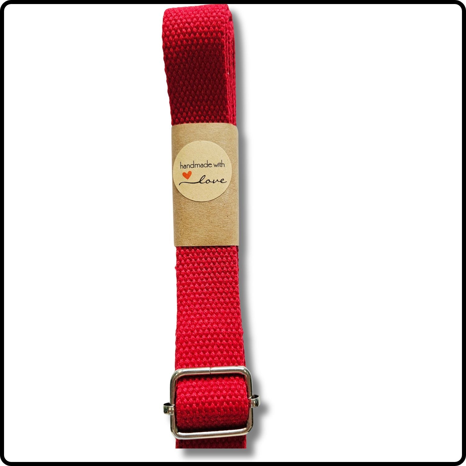 Handmade in Yorkshire Standard Length Slim Bag Strap Plain Red Silver Hardware-HM97