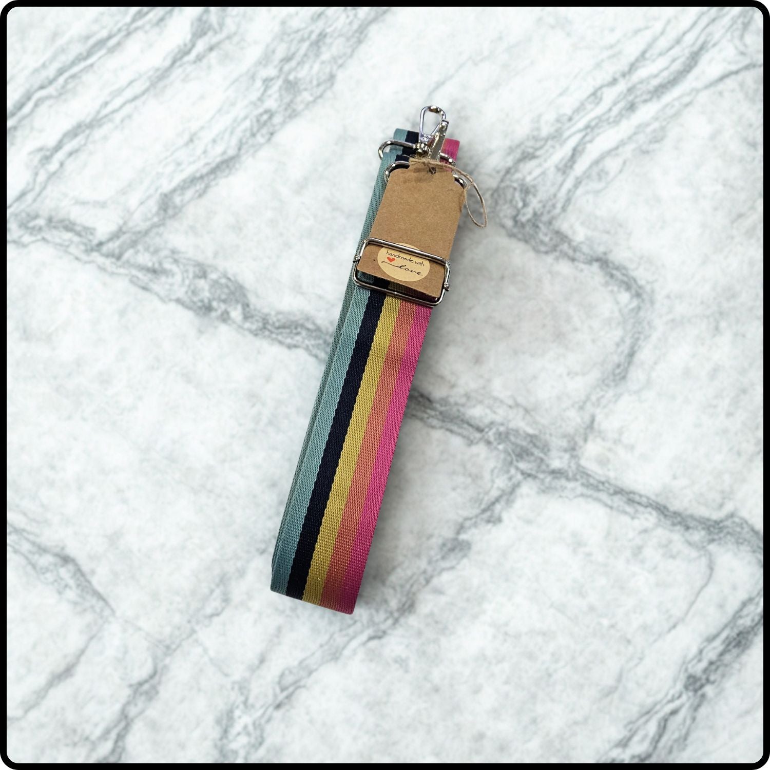 Handmade in Yorkshire Extra Long Bag Straps Muted Rainbow Stripes-HMY-GRST