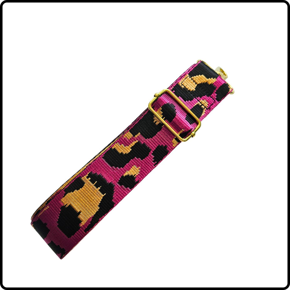 Handmade in Yorkshire Extra Long Bag Straps Leopard Print Fuchsia-HMY-LPFB