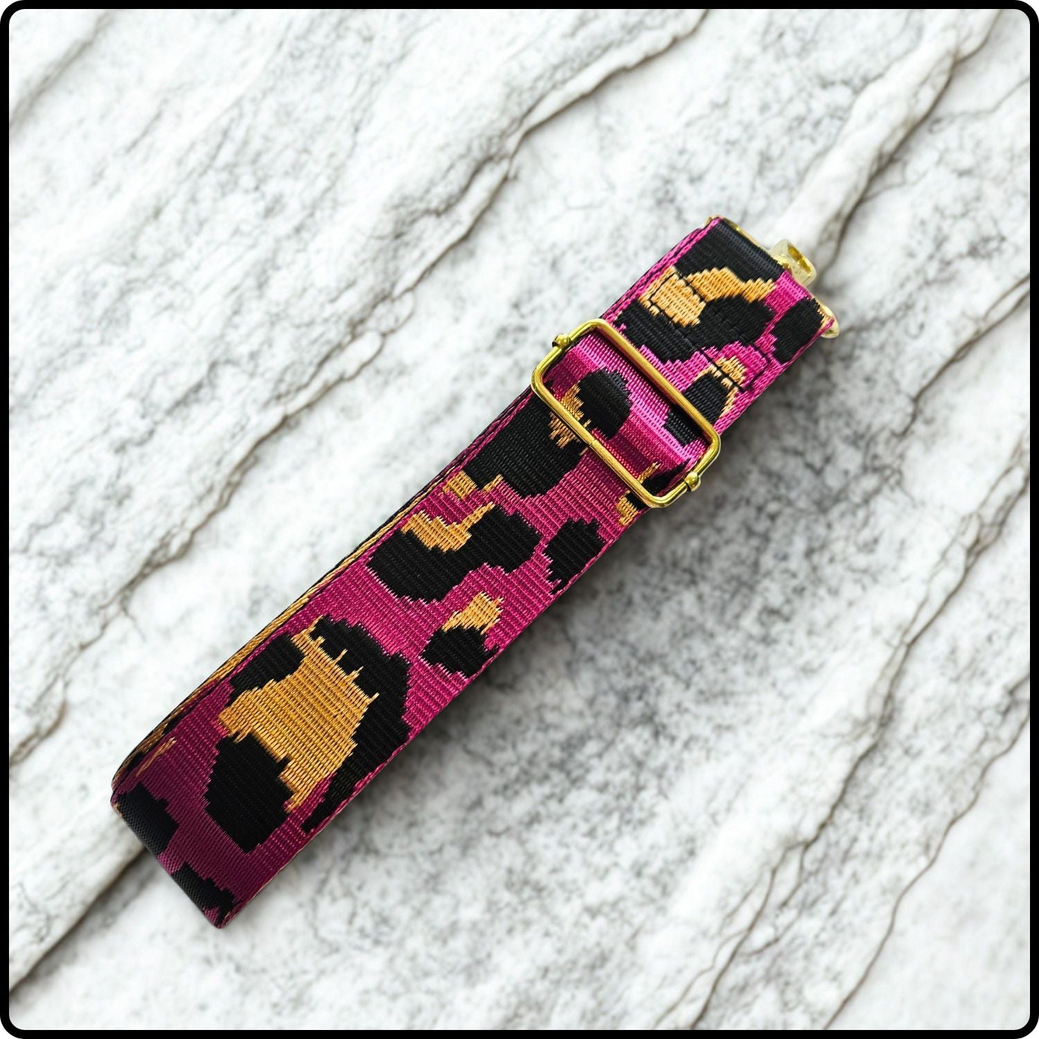 Handmade in Yorkshire Extra Long Bag Straps Leopard Print Fuchsia-HMY-LPFB