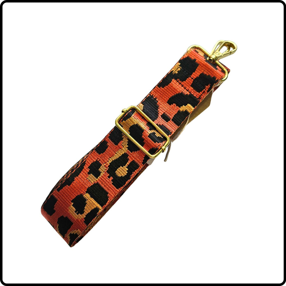 Handmade in Yorkshire Extra Long Bag Straps Leopard Print Orange-HMY-LPOB
