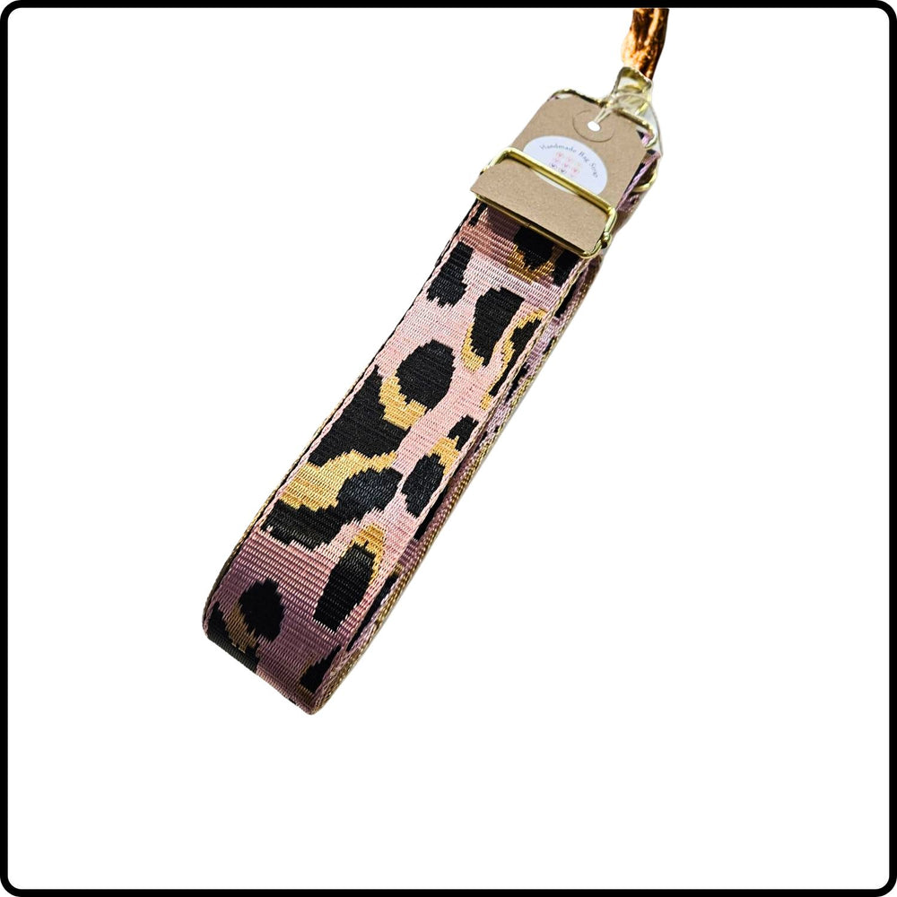 Handmade in Yorkshire Extra Long Bag Straps Leopard Print Pink-HMY-LPPB