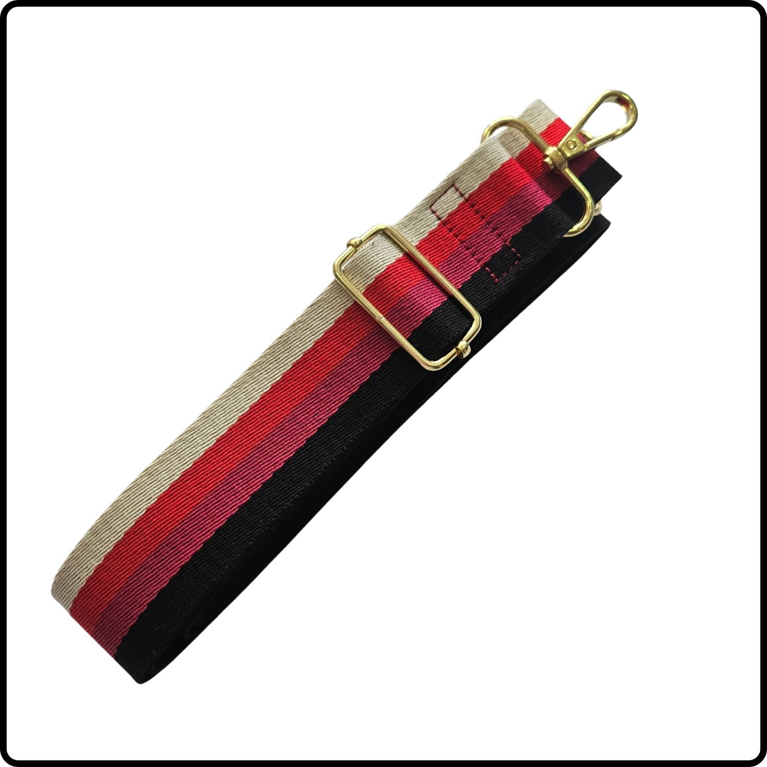 Handmade in Yorkshire Extra Long Bag Straps Multi Red Stripes-HMY-MSRS