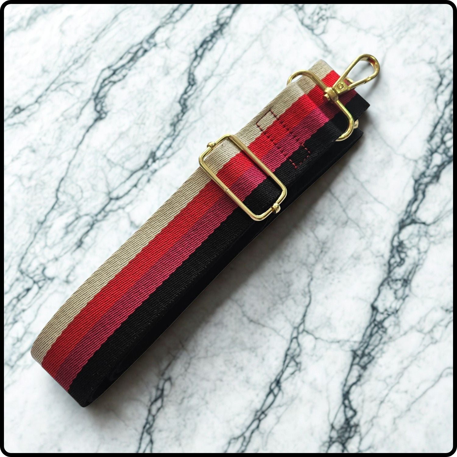 Handmade in Yorkshire Extra Long Bag Straps Multi Red Stripes-HMY-MSRS
