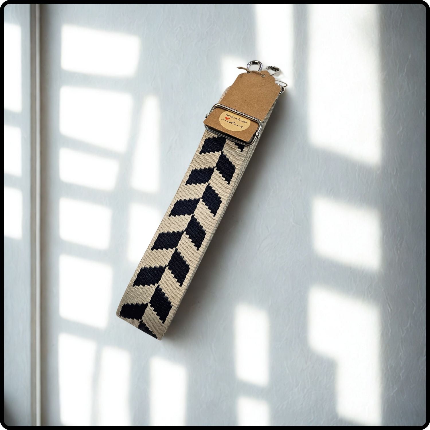 Handmade in Yorkshire Extra Long Bag Straps Navy and Cream Chevrons-HMY-SCNC