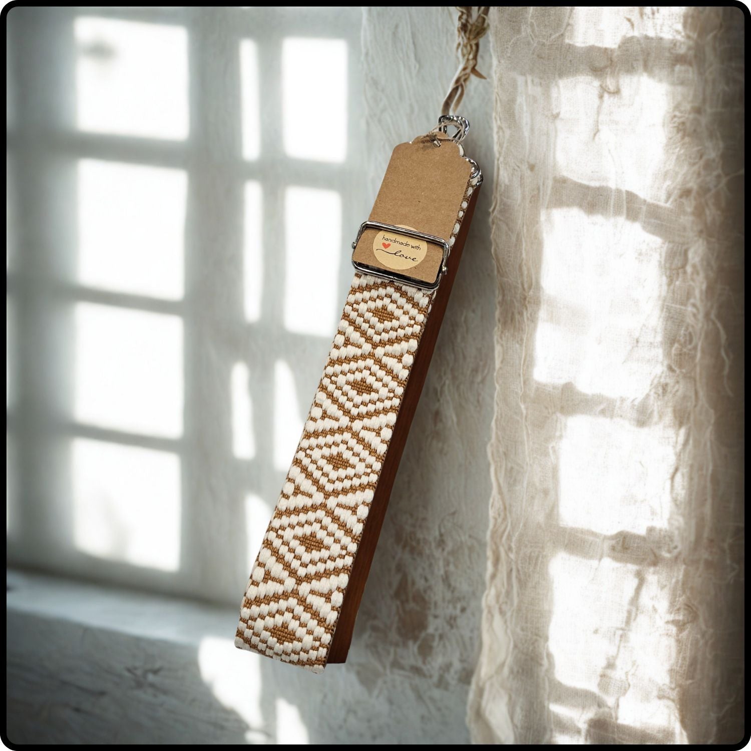 Handmade in Yorkshire Extra Long Bag Straps Diamond White and Brown-HMY-SDWB