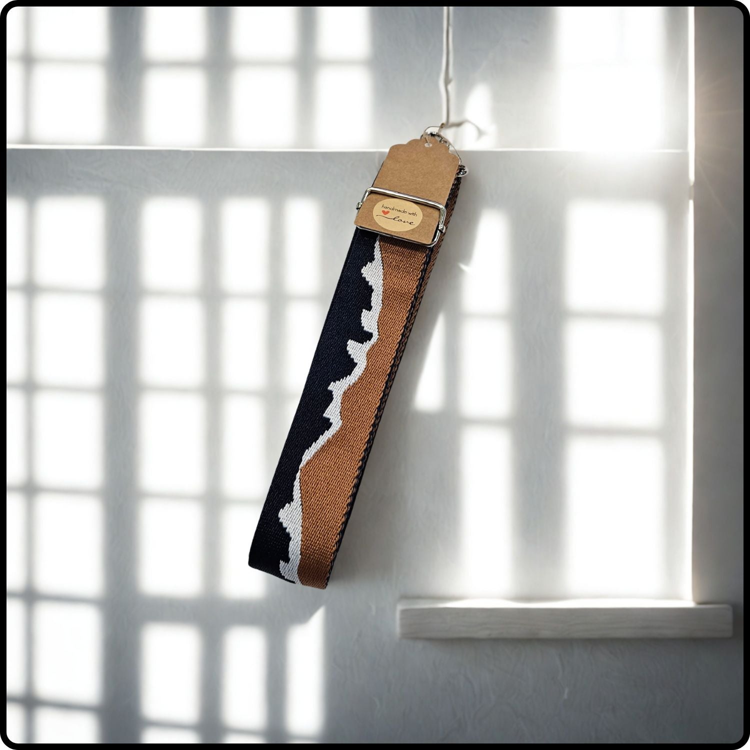 Handmade in Yorkshire Extra Long Bag Straps Waves Blue and Brown-HMY-SWBB